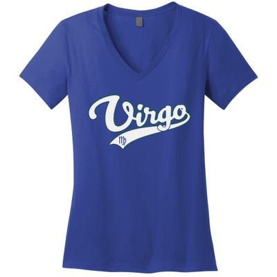 Virgo Zodiac Sign Astrology September Birthday Retro Cool Gift Women's V-Neck T-Shirt