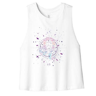 Virgo Zodiac Sign Floral Design Astrology Sign Virgo Gift Women's Racerback Cropped Tank