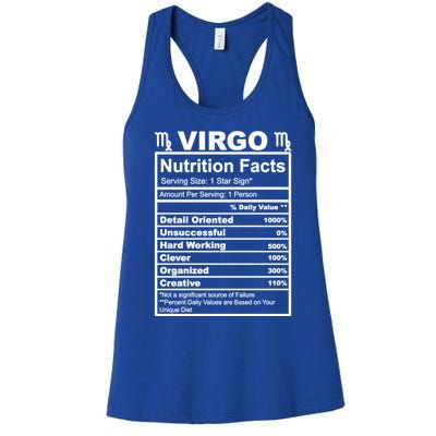 Virgo Zodiac Sign Nutrition Facts Cool Gift Women's Racerback Tank