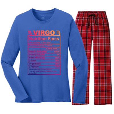 Virgo Zodiac Sign Nutrition Facts Cool Gift Women's Long Sleeve Flannel Pajama Set 