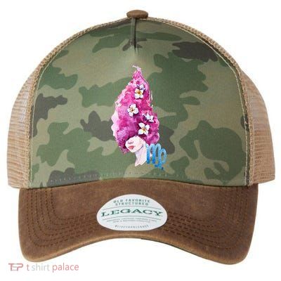 Virgo Zodiac Sign Watercolor Illustration Legacy Tie Dye Trucker Hat