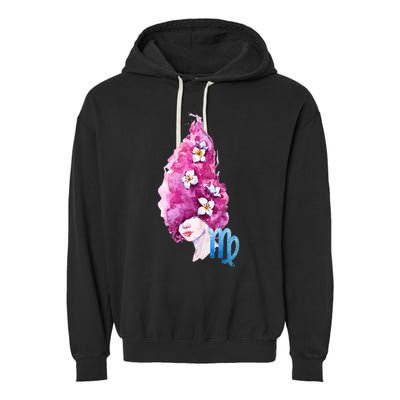 Virgo Zodiac Sign Watercolor Illustration Garment-Dyed Fleece Hoodie
