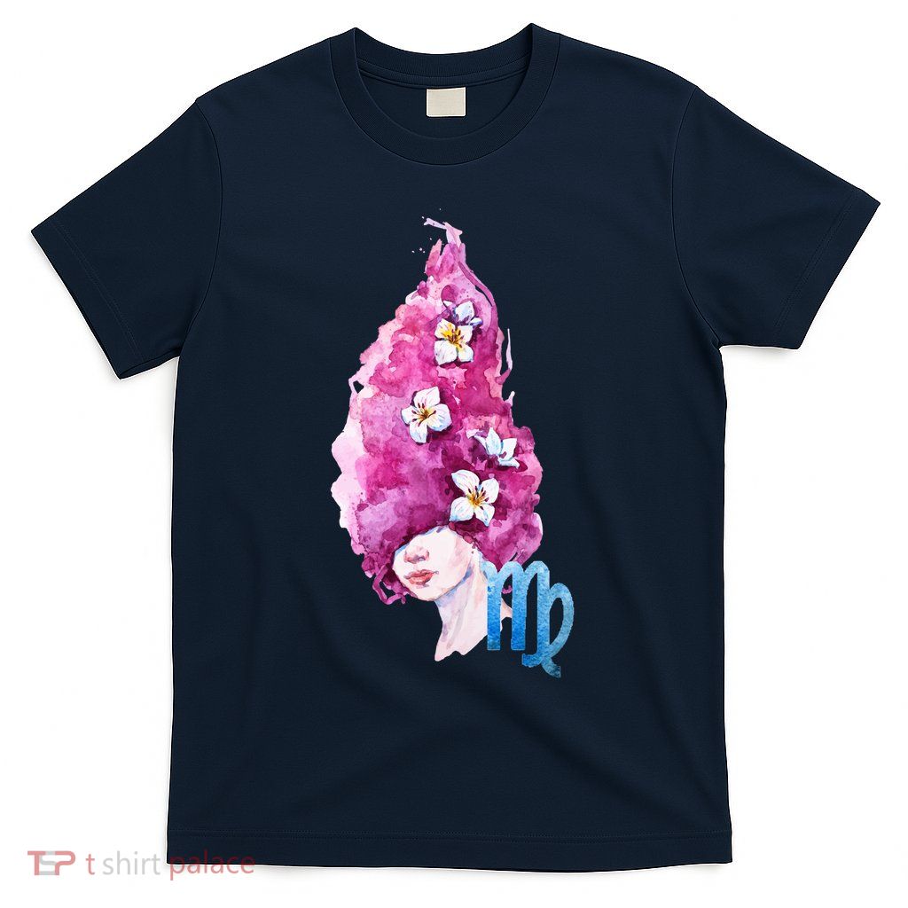 Virgo Zodiac Sign Watercolor Illustration T-Shirt