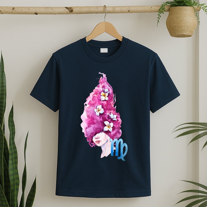 Virgo Zodiac Sign Watercolor Illustration T-Shirt