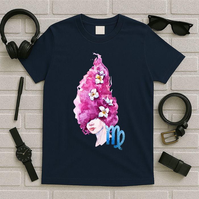 Virgo Zodiac Sign Watercolor Illustration T-Shirt