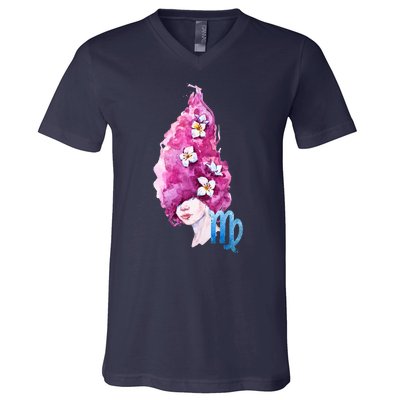 Virgo Zodiac Sign Watercolor Illustration V-Neck T-Shirt