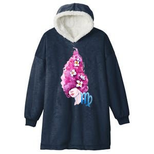 Virgo Zodiac Sign Watercolor Illustration Hooded Wearable Blanket