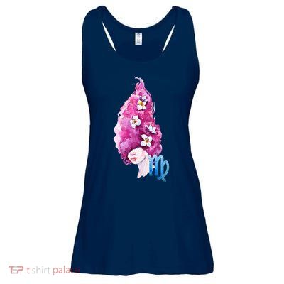 Virgo Zodiac Sign Watercolor Illustration Ladies Essential Flowy Tank