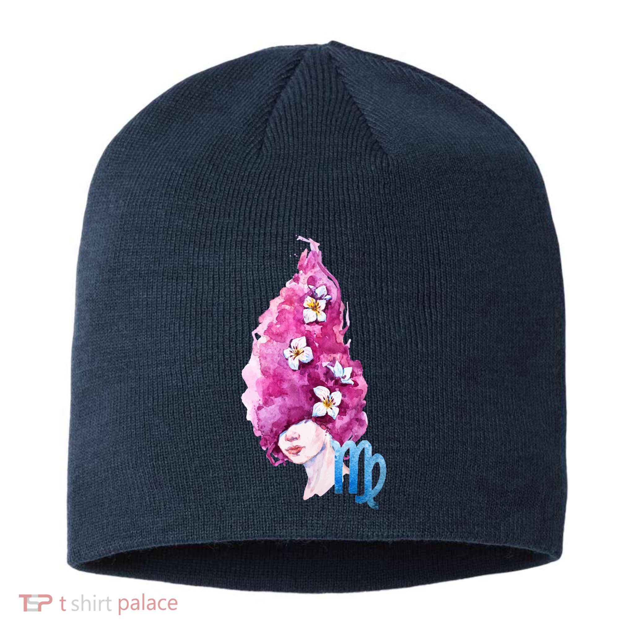 Virgo Zodiac Sign Watercolor Illustration Sustainable Beanie