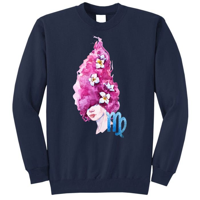 Virgo Zodiac Sign Watercolor Illustration Tall Sweatshirt