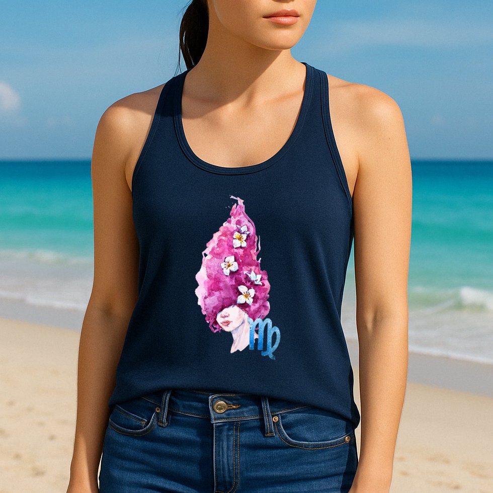 Virgo Zodiac Sign Watercolor Illustration Womens Tank Top