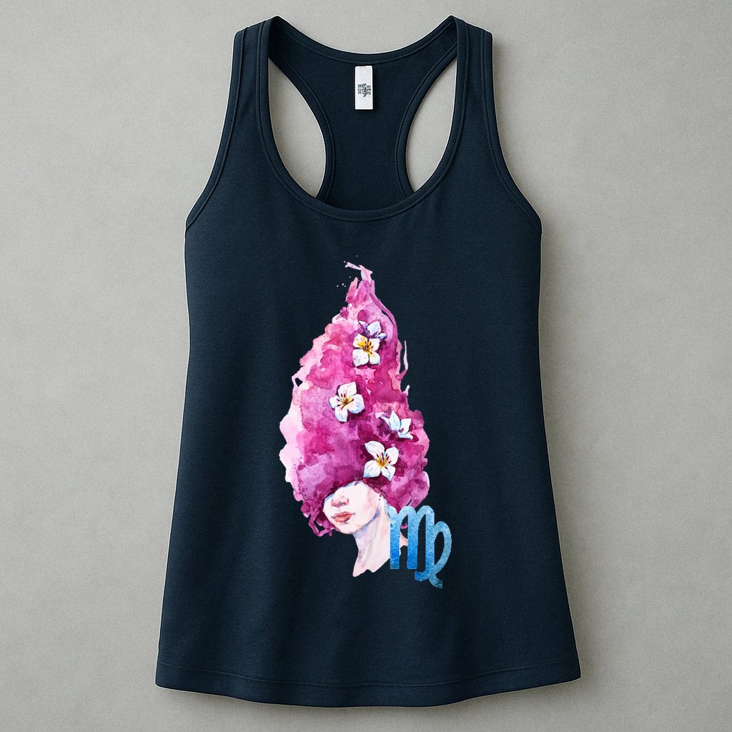 Virgo Zodiac Sign Watercolor Illustration Womens Tank Top