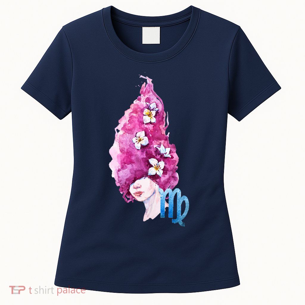 Virgo Zodiac Sign Watercolor Illustration Womens T-Shirt