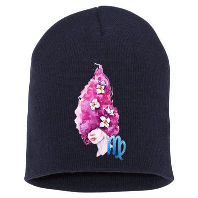 Virgo Zodiac Sign Watercolor Illustration Short Acrylic Beanie