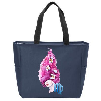 Virgo Zodiac Sign Watercolor Illustration Zip Tote Bag