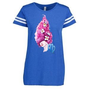 Virgo Zodiac Sign Watercolor Illustration Enza Ladies Jersey Football T-Shirt