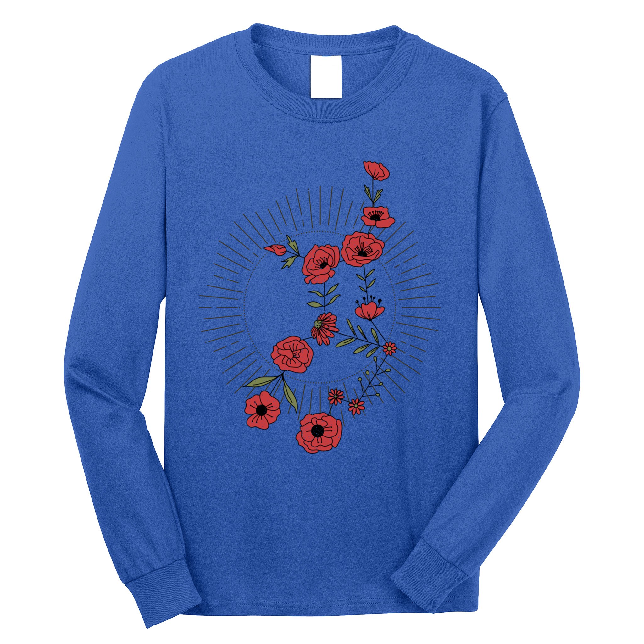 Virgo Zodiac Sign Planet Mercury Floral Stars Cute Gift Long Sleeve Shirt