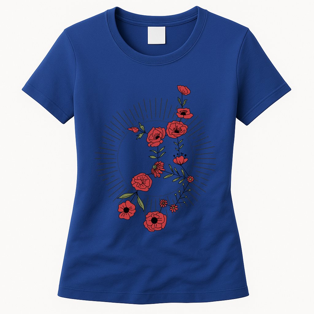 Virgo Zodiac Sign Planet Mercury Floral Stars Cute Gift Womens T-Shirt