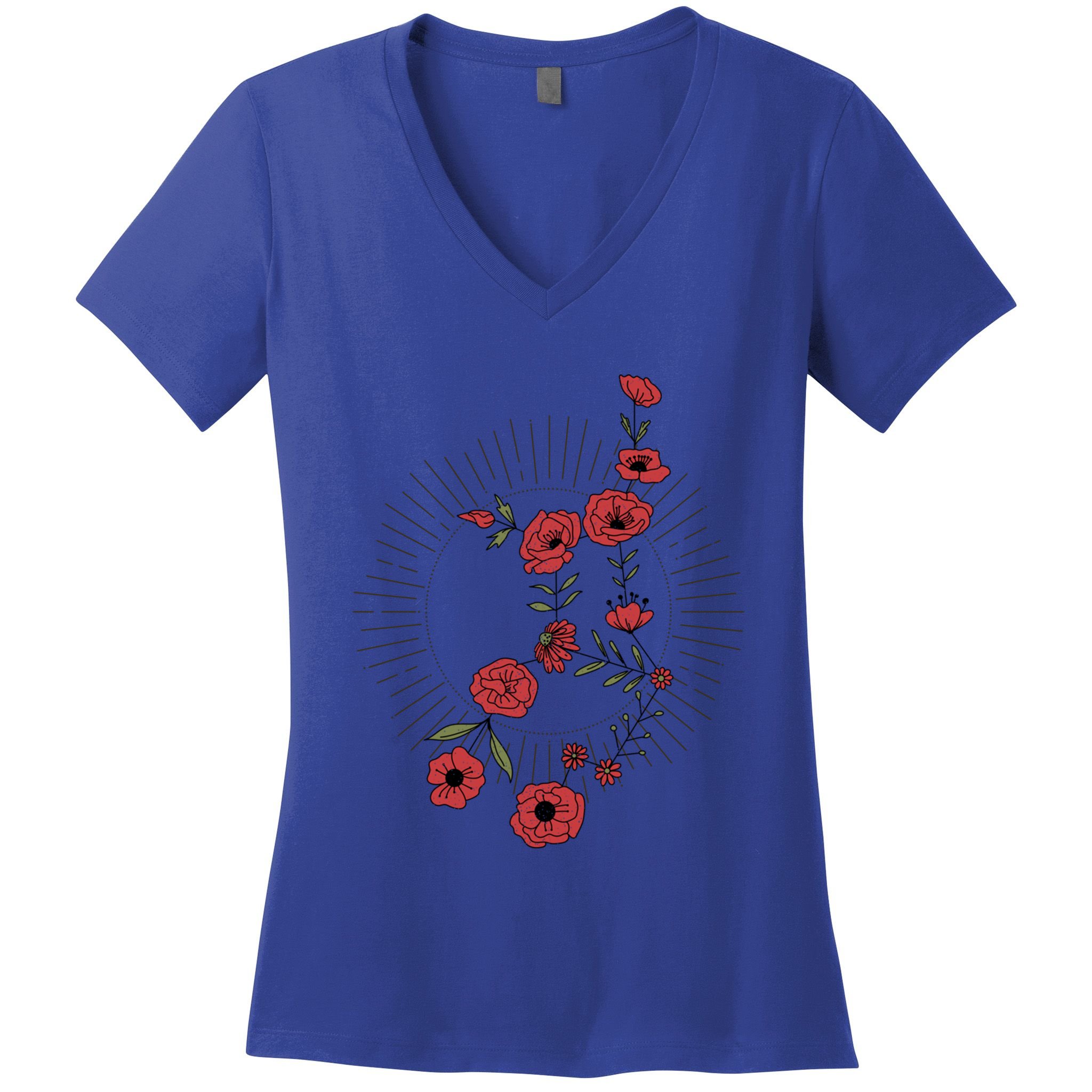 Virgo Zodiac Sign Planet Mercury Floral Stars Cute Gift Women's V-Neck T-Shirt