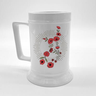 Virgo Zodiac Sign Planet Mercury Floral Stars Cute Gift Beer Stein