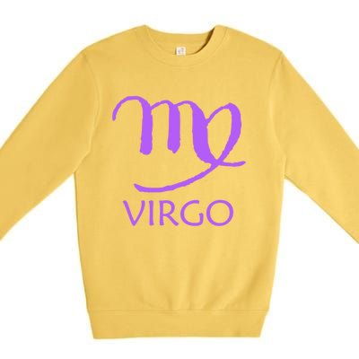 Virgo Zodiac Sign Purple August September Birthday Gift Premium Crewneck Sweatshirt