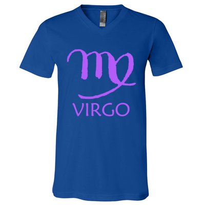 Virgo Zodiac Sign Purple August September Birthday Gift V-Neck T-Shirt