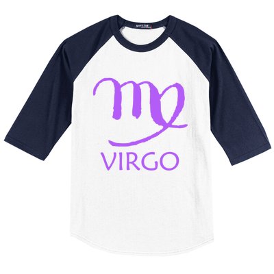 Virgo Zodiac Sign Purple August September Birthday Gift Baseball Sleeve Shirt