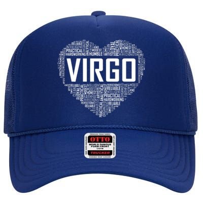 Virgo Zodiac Traits Horoscope Astrology Sign Gift Heart High Crown Mesh Back Trucker Hat