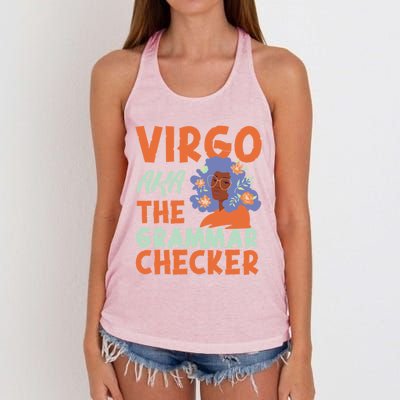 Virgo Zodiac: Virgo Aka The Grammar Checker Cool Gift Women's Knotted Racerback Tank