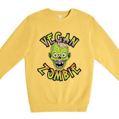 Vegan Zombie World Vegetable Day Plant Based I Eat Vegans Gift Premium Crewneck Sweatshirt