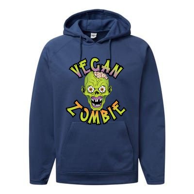 Vegan Zombie World Vegetable Day Plant Based I Eat Vegans Gift Performance Fleece Hoodie