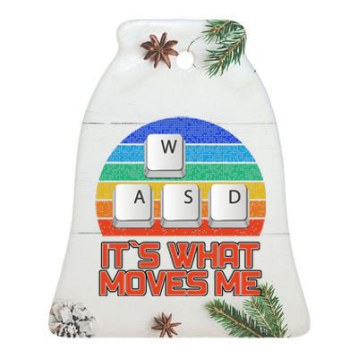 W A S D It's What Moves Me Gamer Ceramic Bell Ornament