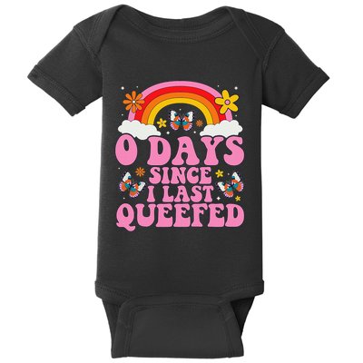 Women 0 Days Since I Last Queefed Humor Embarrassing Gift Baby Bodysuit