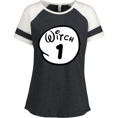 Witch 1 2 3 4 5 Custom Personalize Halloween Enza Ladies Jersey Colorblock Tee