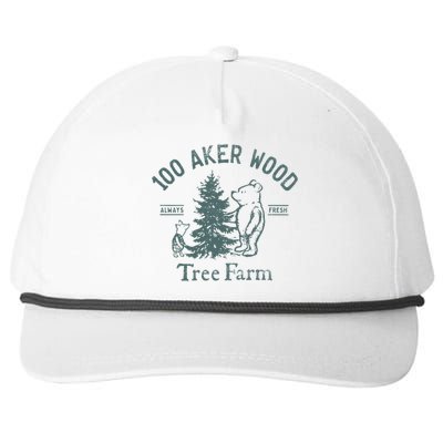 100 AKER TREE FARM Funny Acre Wood Snapback Five-Panel Rope Hat