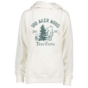 100 AKER TREE FARM Funny Acre Wood Womens Funnel Neck Pullover Hood