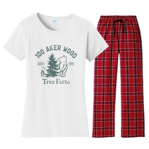 100 AKER TREE FARM Funny Acre Wood Women's Flannel Pajama Set