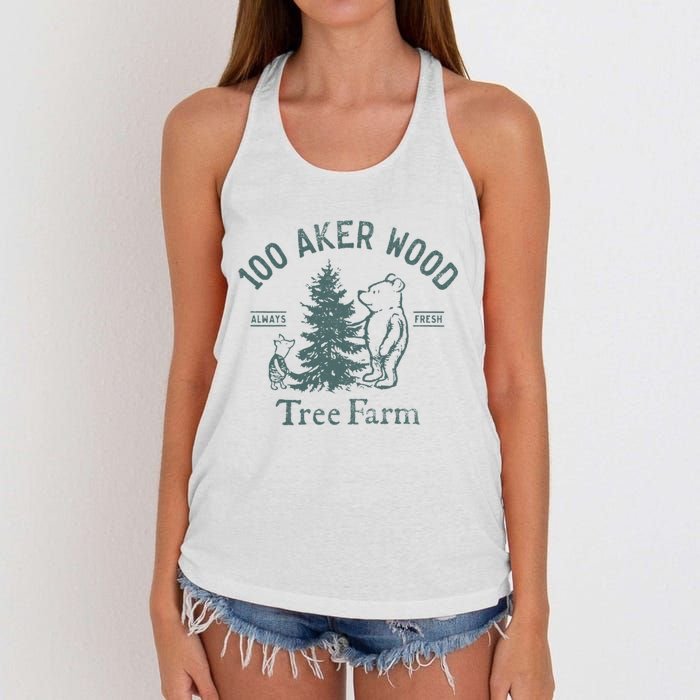 100 AKER TREE FARM Funny Acre Wood Women's Knotted Racerback Tank