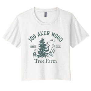 100 AKER TREE FARM Funny Acre Wood Women's Crop Top Tee