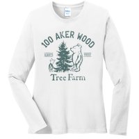 100 AKER TREE FARM Funny Acre Wood Ladies Long Sleeve Shirt