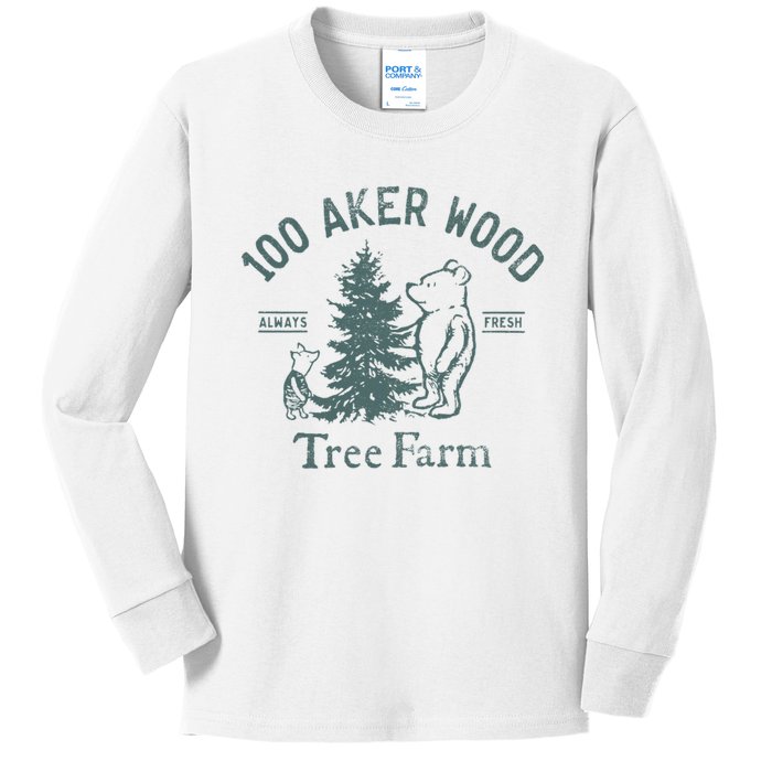 100 AKER TREE FARM Funny Acre Wood Kids Long Sleeve Shirt