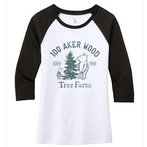 100 AKER TREE FARM Funny Acre Wood Women's Tri-Blend 3/4-Sleeve Raglan Shirt