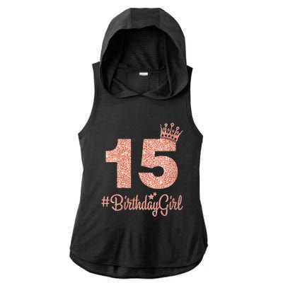 Wo 15 #BirthdayGirl Sweet fifteen 15th Pink Crown Tee for Girl V-Neck Ladies PosiCharge Tri-Blend Wicking Draft Hoodie Tank