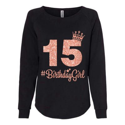 Wo 15 #BirthdayGirl Sweet fifteen 15th Pink Crown Tee for Girl V-Neck Womens California Wash Sweatshirt