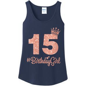 Wo 15 #BirthdayGirl Sweet fifteen 15th Pink Crown Tee for Girl V-Neck Ladies Essential Tank