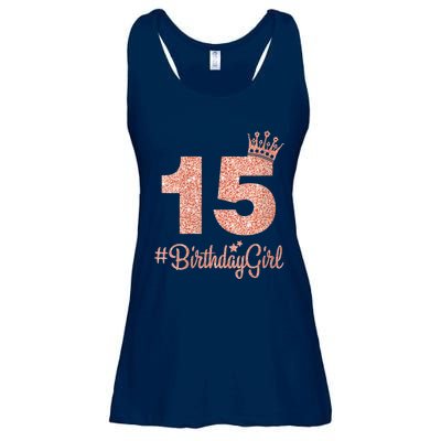 Wo 15 #BirthdayGirl Sweet fifteen 15th Pink Crown Tee for Girl V-Neck Ladies Essential Flowy Tank