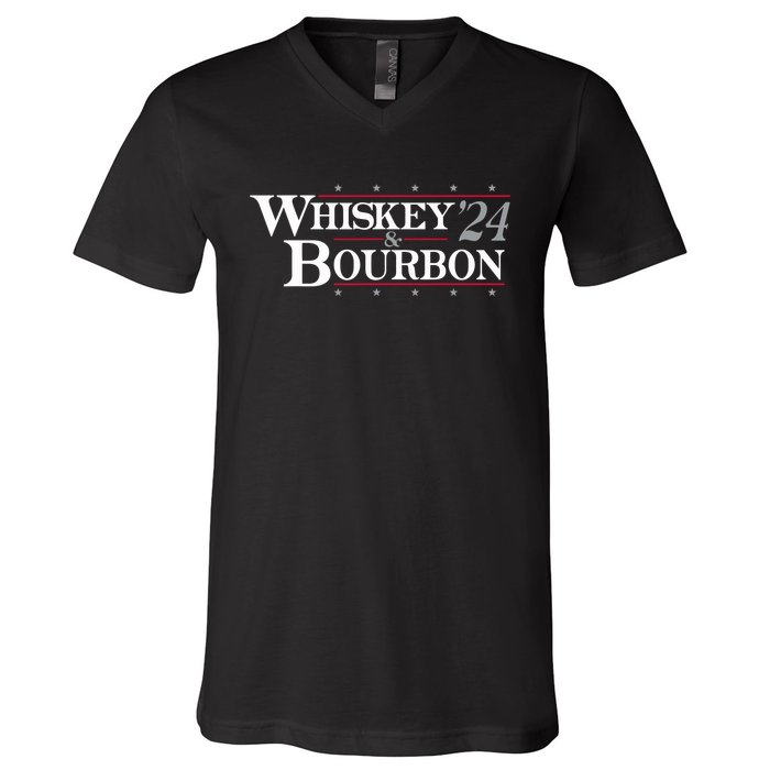 Whiskey 24 And Bourbon V-Neck T-Shirt