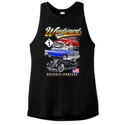 Woodward 2024 Classic Cruise Detroit To Pontiac Trio Of Cars Ladies PosiCharge Tri-Blend Wicking Tank