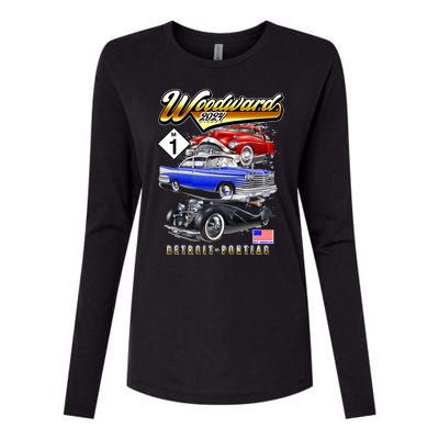 Woodward 2024 Classic Cruise Detroit To Pontiac Trio Of Cars Womens Cotton Relaxed Long Sleeve T-Shirt