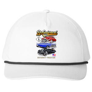 Woodward 2024 Classic Cruise Detroit To Pontiac Trio Of Cars Snapback Five-Panel Rope Hat